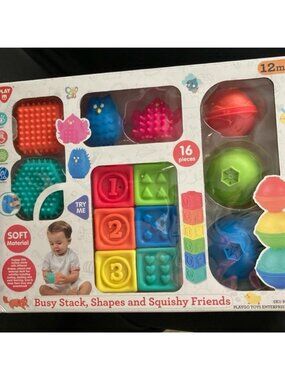 Playgro Busy Stack Shapes And squishy friends16 pieces